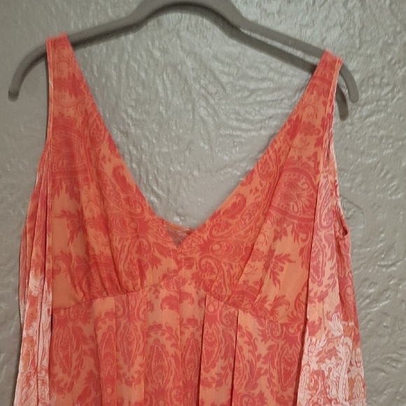 Free People Women's Coral and White Paisley Long Sleeve Dress Size M - Picture 4 of 11